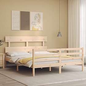 vidaXL Bed Frame med huvudgavel 5FT King Size massivt trä 3195096