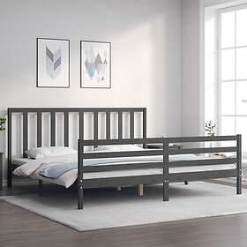 vidaXL Bed Frame med huvudgavel grå 200x200 cm massivt trä 3193813