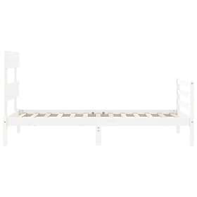 vidaXL Bed Frame med huvudgavel vit 90x200 cm massivt trä 3195077