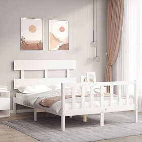 vidaXL Bed Frame med huvudgavel vit 120x200 cm massivt trä 3193267