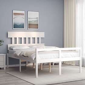 vidaXL Bed Frame med huvudgavel vit 140x200 cm massivt trä 3195417