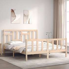 vidaXL Bed Frame med huvudgavel 160x200 cm massivt trä 3193151