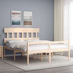 vidaXL Bed Frame med huvudgavel 160x200 cm massivt trä 3195426