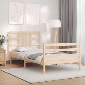 vidaXL Bed Frame med huvudgavel enkelsäng massivt trä 3193886