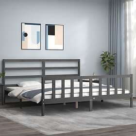 vidaXL Bed Frame med huvudgavel grå 200x200 cm massivt trä 3191928