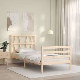 vidaXL Bed Frame med huvudgavel 90x200 cm massivt trä 3194361