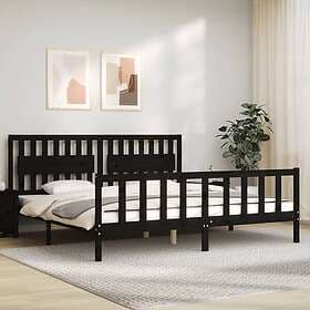 vidaXL Bed Frame med huvudgavel svart 200x200 cm massivt trä 3192450
