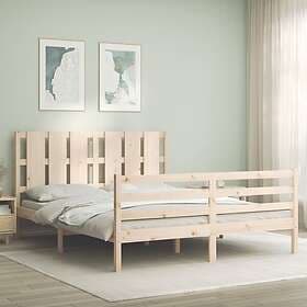 vidaXL Bed Frame med huvudgavel 5FT King Size massivt trä 3194121