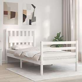 vidaXL Bed Frame med huvudgavel vit 90x200 cm massivt trä 3194297