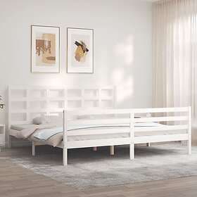 vidaXL Bed Frame med huvudgavel vit 200x200 cm massivt trä 3194007