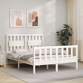 vidaXL Bed Frame med huvudgavel vit 140x190 cm massivt trä 3192407