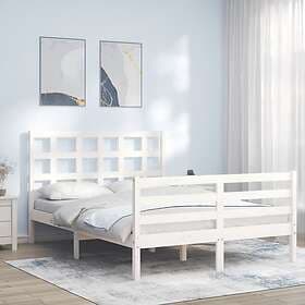 vidaXL Bed Frame med huvudgavel vit 120x200 cm massivt trä 3193982