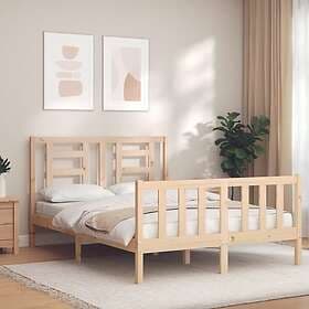 vidaXL Bed Frame med huvudgavel 140x190 cm massivt trä 3192861