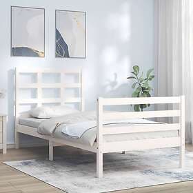 vidaXL Bed Frame med huvudgavel vit 90x200 cm massivt trä 3193972