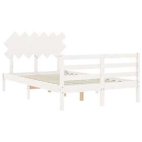 vidaXL Bed Frame med huvudgavel vit 120x200 cm massivt trä 3195282