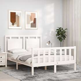 vidaXL Bed Frame med huvudgavel vit 120x200 cm massivt trä 3192162