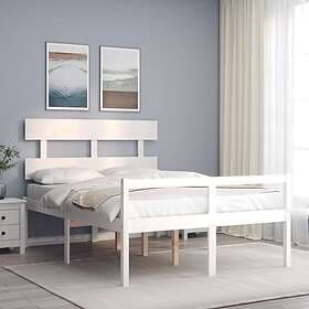 vidaXL Bed Frame med huvudgavel vit 120x200 cm massivt trä 3195347