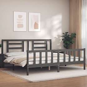 vidaXL Bed Frame med huvudgavel grå 200x200 cm massivt trä 3192903