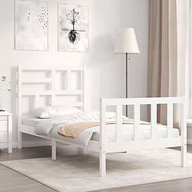 vidaXL Bed Frame med huvudgavel vit 100x200 cm massivt trä 3193067