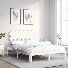vidaXL Bed Frame med huvudgavel vit 120x200 cm massivt trä 3193722