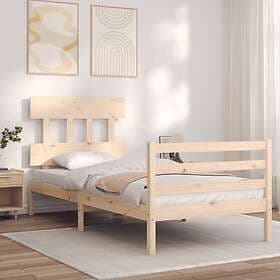 vidaXL Bed Frame med huvudgavel 90x200 cm massivt trä 3195141