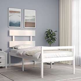 vidaXL Bed Frame med huvudgavel vit 90x200 cm massivt trä 3195337