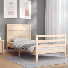 vidaXL Bed Frame med huvudgavel enkelsäng massivt trä 3194601