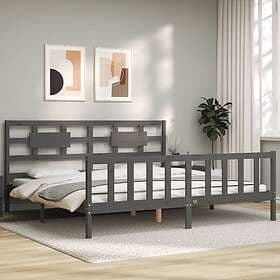 vidaXL Bed Frame med huvudgavel grå 200x200 cm massivt trä 3192578