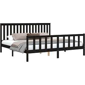 vidaXL Bed Frame med huvudgavel svart 200x200 cm massiv furu 3188230