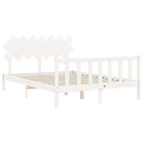 vidaXL Bed Frame med huvudgavel vit 140x190 cm massivt trä 3193447