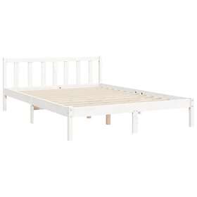 vidaXL Bed Frame med huvudgavel vit 140x200 cm massivt trä 3192427