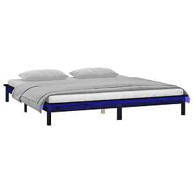 vidaXL Bed Frame LED svart 120x190 cm massivt trä 820645