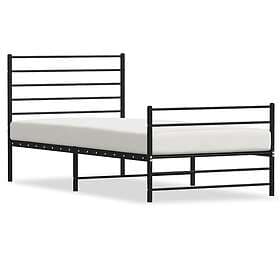 vidaXL Bed Frame med huvudgavel och fotgavel svart metall 107x203 cm 352333