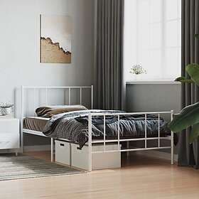 vidaXL Bed Frame med huvudgavel och fotgavel vit metall 107x203 cm 352543