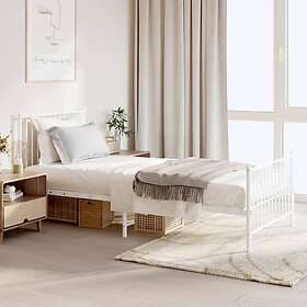 vidaXL Bed Frame med huvudgavel och fotgavel vit metall 90x200 cm 350942