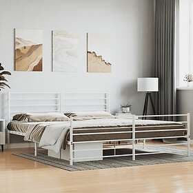 vidaXL Bed Frame med huvudgavel och fotgavel vit metall 200x200 cm 352393