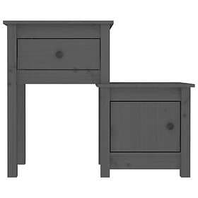 vidaXL Sängbord grå 79.5x38x65.5 cm massiv furu 814543