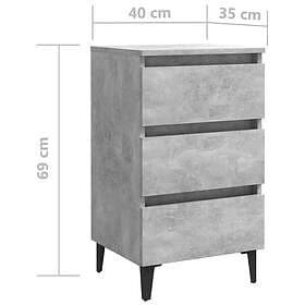 vidaXL Nightstand Concrete Grey 40x35x69cm 805913