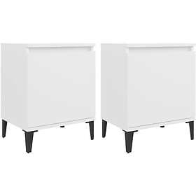 vidaXL Nightstand with Metal Legs 2 pcs White 40x30x50cm 805834