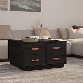 vidaXL Soffbord svart 80x80x45 cm massiv furu 821521