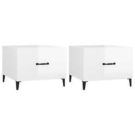 vidaXL Soffbord med metallben 2 st vit högglans 50x50x40 cm 812739