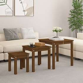 vidaXL Satsbord 3 st honungsbrun massiv furu 824976