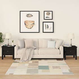 vidaXL Sidobord 2 st svart 40x40x39 cm massivt furuträ 813793