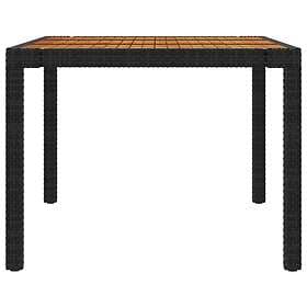 vidaXL Garden Table 190x90x75 cm synthetic rattan and acacia wood black 316722