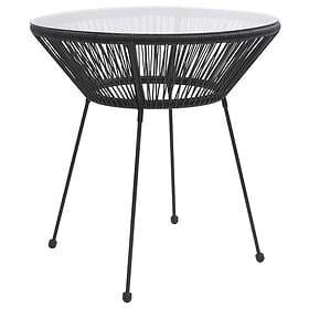vidaXL Garden Table black Ø70x74 cm rattan and glass 312165