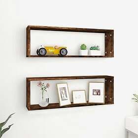 vidaXL Vägghyllor 2 st rökfärgad ek 80x15x26.5 cm konstruerat trä 815915