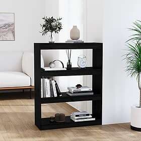 vidaXL Bokhylla/rumsavdelare svart 80x30x103.5 cm massiv furu 808192