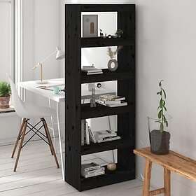 vidaXL Bokhylla/rumsavdelare svart 60x30x167.5 cm massiv furu 808177