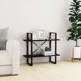 vidaXL Bokhylla 2 hyllplan svart 80x30x70 cm massiv furu 806456