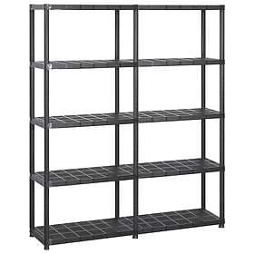 vidaXL Storage Shelf 5 Shelves Black 142x38x170cm Plastic 3059852